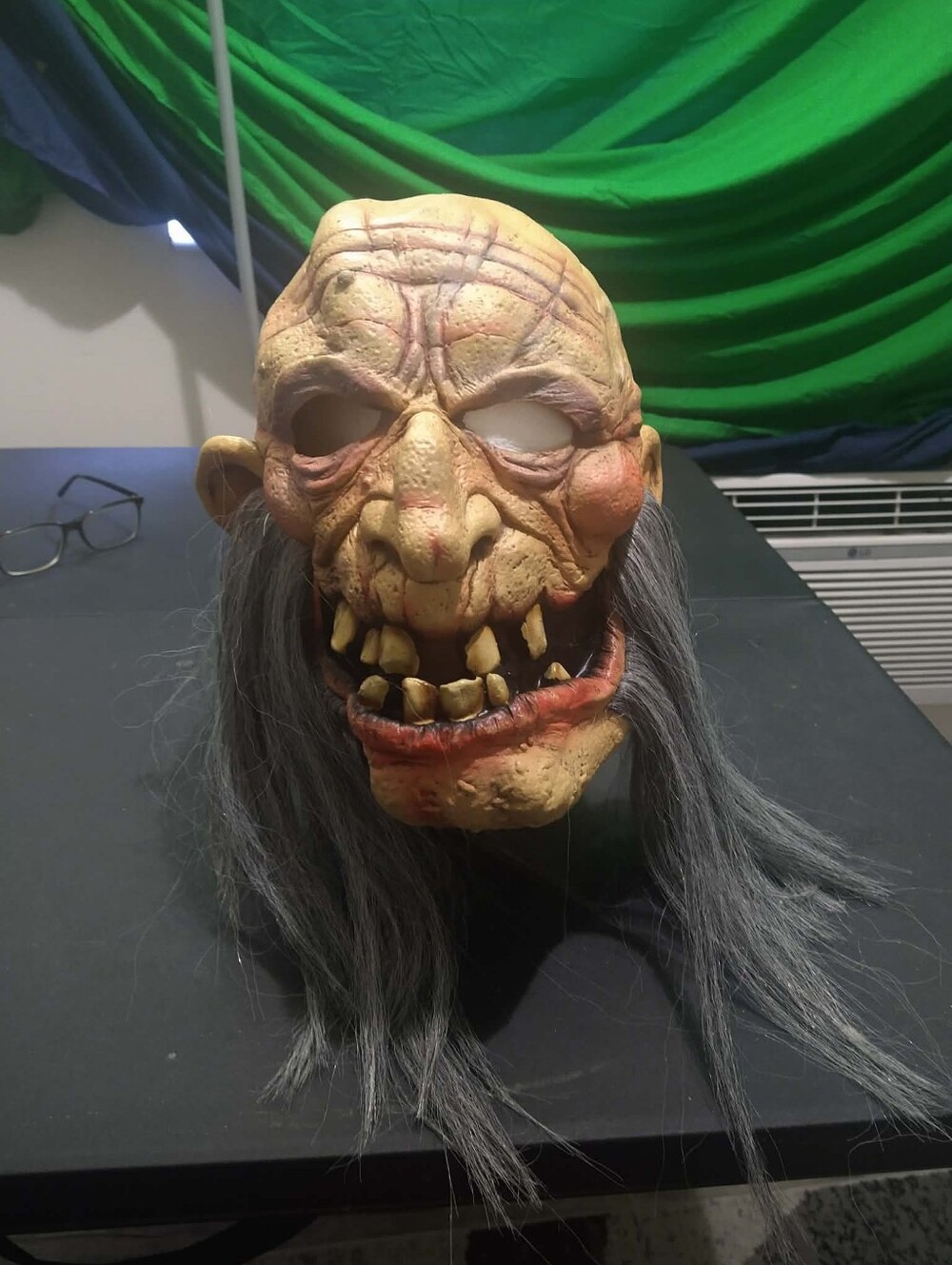 Paper Magic Group 2011 Old Man Horror Mask w/ Hair Creepy Halloween Costume Prop